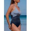 imageAleumdr Womens Ribbed One Piece Swimsuit Tummy Control High Cut Bathing Suit Sexy V Neck Criss Cross MonikiniColor Block Blue