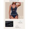 imageAleumdr Womens Ribbed One Piece Swimsuit Tummy Control High Cut Bathing Suit Sexy V Neck Criss Cross MonikiniNavy Blue