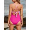 imageAleumdr Womens Ribbed One Piece Swimsuit Tummy Control High Cut Bathing Suit Sexy V Neck Criss Cross MonikiniPink Rose