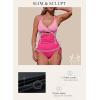 imageAleumdr Womens Ribbed One Piece Swimsuit Tummy Control High Cut Bathing Suit Sexy V Neck Criss Cross MonikiniPink Rose