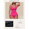 imageAleumdr Womens Ribbed One Piece Swimsuit Tummy Control High Cut Bathing Suit Sexy V Neck Criss Cross MonikiniRose Red