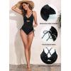 imageAleumdr Womens Ribbed One Piece Swimsuit Tummy Control High Cut Bathing Suit Sexy V Neck Criss Cross MonikiniShell Edge Black