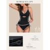 imageAleumdr Womens Ribbed One Piece Swimsuit Tummy Control High Cut Bathing Suit Sexy V Neck Criss Cross MonikiniShell Edge Black