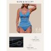 imageAleumdr Womens Ribbed One Piece Swimsuit Tummy Control High Cut Bathing Suit Sexy V Neck Criss Cross MonikiniSky Blue