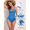 imageAleumdr Womens Ribbed One Piece Swimsuit Tummy Control High Cut Bathing Suit Sexy V Neck Criss Cross MonikiniSky Blue
