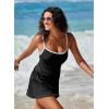 imageAleumdr Womens Ribbed One Piece Swimsuits Modest Swim Dress Tummy Control Adjustable Straps Bathing Suit with PocketsBlack
