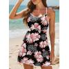 imageAleumdr Womens Ribbed One Piece Swimsuits Modest Swim Dress Tummy Control Adjustable Straps Bathing Suit with PocketsBlack Printed