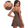 imageAleumdr Womens Ribbed One Piece Swimsuits Modest Swim Dress Tummy Control Adjustable Straps Bathing Suit with PocketsCoffee