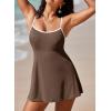 imageAleumdr Womens Ribbed One Piece Swimsuits Modest Swim Dress Tummy Control Adjustable Straps Bathing Suit with PocketsCoffee