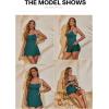 imageAleumdr Womens Ribbed One Piece Swimsuits Modest Swim Dress Tummy Control Adjustable Straps Bathing Suit with PocketsGreen
