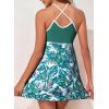imageAleumdr Womens Ribbed One Piece Swimsuits Modest Swim Dress Tummy Control Adjustable Straps Bathing Suit with PocketsGreen Floral