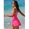 imageAleumdr Womens Ribbed One Piece Swimsuits Modest Swim Dress Tummy Control Adjustable Straps Bathing Suit with PocketsHot Pink