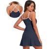 imageAleumdr Womens Ribbed One Piece Swimsuits Modest Swim Dress Tummy Control Adjustable Straps Bathing Suit with PocketsNavy Blue