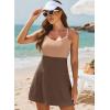 imageAleumdr Womens Ribbed One Piece Swimsuits Modest Swim Dress Tummy Control Adjustable Straps Bathing Suit with PocketsOatmeal