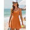 imageAleumdr Womens Ribbed One Piece Swimsuits Modest Swim Dress Tummy Control Adjustable Straps Bathing Suit with PocketsOrange