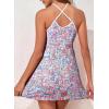 imageAleumdr Womens Ribbed One Piece Swimsuits Modest Swim Dress Tummy Control Adjustable Straps Bathing Suit with PocketsPink Floral