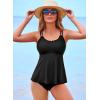 imageAleumdr Womens Tankini Bathing Suit 2 Piece Tummy Control Swimsuit Scallop Trim Tankini Top with BottomBlack
