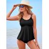 imageAleumdr Womens Tankini Bathing Suit 2 Piece Tummy Control Swimsuit Scallop Trim Tankini Top with BottomBlack