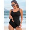 imageAleumdr Womens Tankini Bathing Suit 2 Piece Tummy Control Swimsuit Scallop Trim Tankini Top with BottomBlack