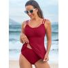 imageAleumdr Womens Tankini Bathing Suit 2 Piece Tummy Control Swimsuit Scallop Trim Tankini Top with BottomBurgundy