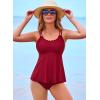 imageAleumdr Womens Tankini Bathing Suit 2 Piece Tummy Control Swimsuit Scallop Trim Tankini Top with BottomBurgundy