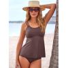 imageAleumdr Womens Tankini Bathing Suit 2 Piece Tummy Control Swimsuit Scallop Trim Tankini Top with BottomDark Brown