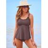 imageAleumdr Womens Tankini Bathing Suit 2 Piece Tummy Control Swimsuit Scallop Trim Tankini Top with BottomDark Brown