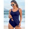 imageAleumdr Womens Tankini Bathing Suit 2 Piece Tummy Control Swimsuit Scallop Trim Tankini Top with BottomNavy Blue