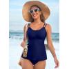 imageAleumdr Womens Tankini Bathing Suit 2 Piece Tummy Control Swimsuit Scallop Trim Tankini Top with BottomNavy Blue