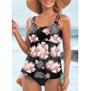 imageAleumdr Womens Tankini Bathing Suit 2 Piece Tummy Control Swimsuit Scallop Trim Tankini Top with BottomPrinted Black