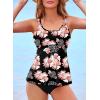 imageAleumdr Womens Tankini Bathing Suit 2 Piece Tummy Control Swimsuit Scallop Trim Tankini Top with BottomPrinted Black