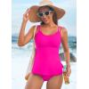 imageAleumdr Womens Tankini Bathing Suit 2 Piece Tummy Control Swimsuit Scallop Trim Tankini Top with BottomRose Red B