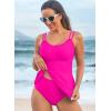imageAleumdr Womens Tankini Bathing Suit 2 Piece Tummy Control Swimsuit Scallop Trim Tankini Top with BottomRose Red B