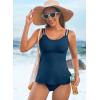 imageAleumdr Womens Tankini Bathing Suit 2 Piece Tummy Control Swimsuit Scallop Trim Tankini Top with BottomSail Blue