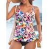 imageAleumdr Womens Tankini Bathing Suit 2 Piece Tummy Control Swimsuit Scallop Trim Tankini Top with BottomWatercolor Floral