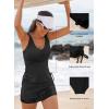 imageAleumdr Womens Tankini Swimsuit Two Piece Tummy Control Bathing Suit Twist Front Swim Tank Top with SkirtBlack
