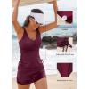 imageAleumdr Womens Tankini Swimsuit Two Piece Tummy Control Bathing Suit Twist Front Swim Tank Top with SkirtBurgundy