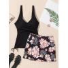 imageAleumdr Womens Tankini Swimsuit Two Piece Tummy Control Bathing Suit Twist Front Swim Tank Top with SkirtFloral Black