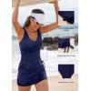 imageAleumdr Womens Tankini Swimsuit Two Piece Tummy Control Bathing Suit Twist Front Swim Tank Top with SkirtNavy Blue