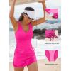 imageAleumdr Womens Tankini Swimsuit Two Piece Tummy Control Bathing Suit Twist Front Swim Tank Top with SkirtRose Red