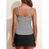 imageAleumdr Womens Tankini Swimsuit Two Piece Tummy Control Bathing Suit Twist Front Swim Tank Top with SkirtStripe Black