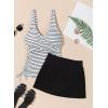 imageAleumdr Womens Tankini Swimsuit Two Piece Tummy Control Bathing Suit Twist Front Swim Tank Top with SkirtStripe Black