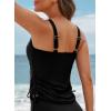 imageAleumdr Womens Tankini Top Only Ruched Tummy Control Bathing Suit Top Modest Swim Tank Top No BottomBlack