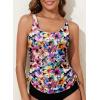 imageAleumdr Womens Tankini Top Only Ruched Tummy Control Bathing Suit Top Modest Swim Tank Top No BottomWatercolor Floral