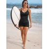 imageAleumdr Womens Two Piece Tankini Swimsuit Tummy Control Bathing Suit V Neck Swim Tank Top with BoyshortsBlack