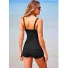 imageAleumdr Womens Two Piece Tankini Swimsuit Tummy Control Bathing Suit V Neck Swim Tank Top with BoyshortsBlack