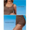 imageAleumdr Womens Two Piece Tankini Swimsuit Tummy Control Bathing Suit V Neck Swim Tank Top with BoyshortsCoffee