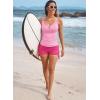 imageAleumdr Womens Two Piece Tankini Swimsuit Tummy Control Bathing Suit V Neck Swim Tank Top with BoyshortsColor Block Pink