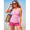 imageAleumdr Womens Two Piece Tankini Swimsuit Tummy Control Bathing Suit V Neck Swim Tank Top with BoyshortsColor Block Pink