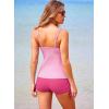 imageAleumdr Womens Two Piece Tankini Swimsuit Tummy Control Bathing Suit V Neck Swim Tank Top with BoyshortsColor Block Pink